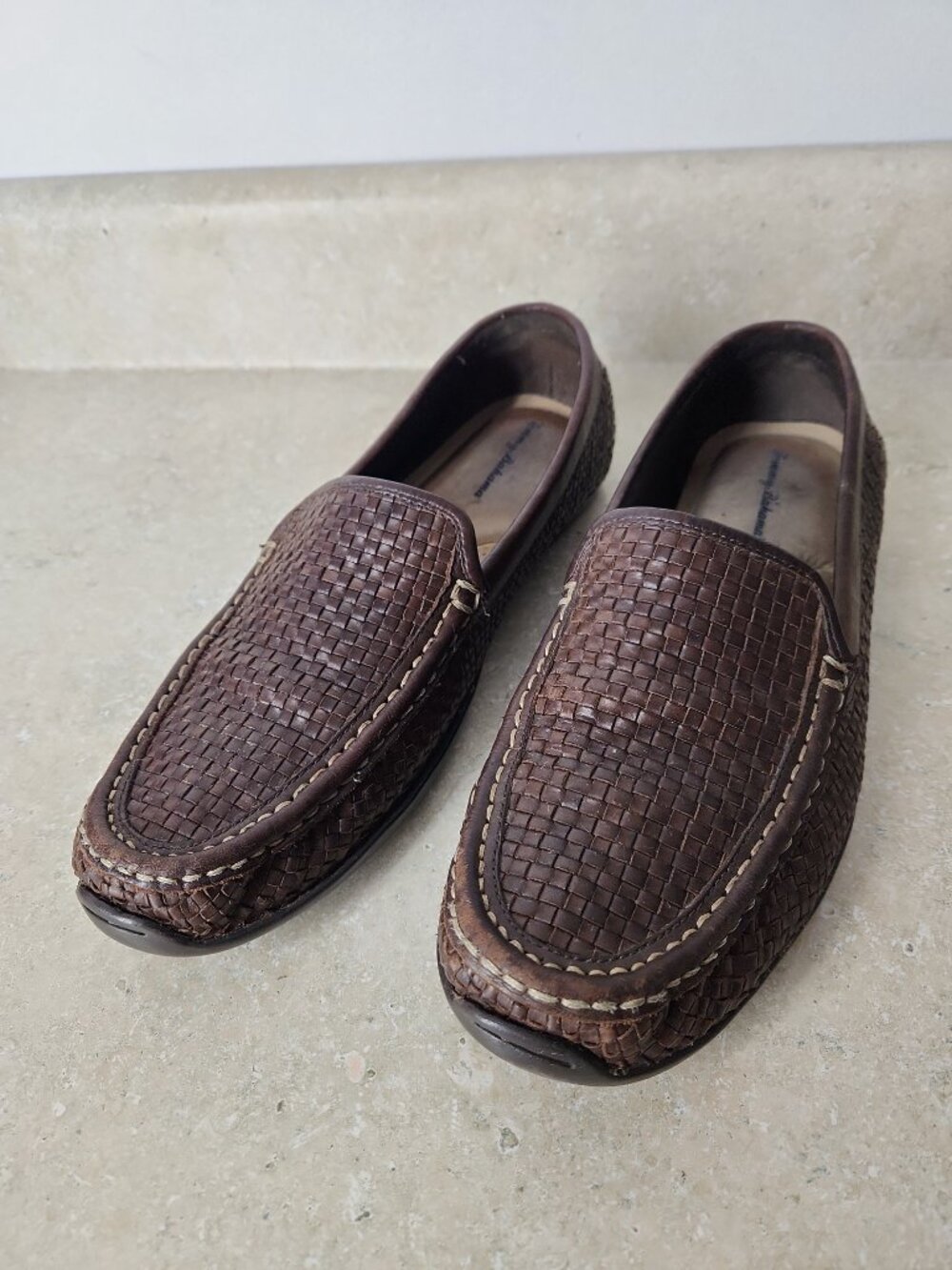 Tommy Bahama Orson Woven Leather shoes Loafers dark brown men's 12 D wide